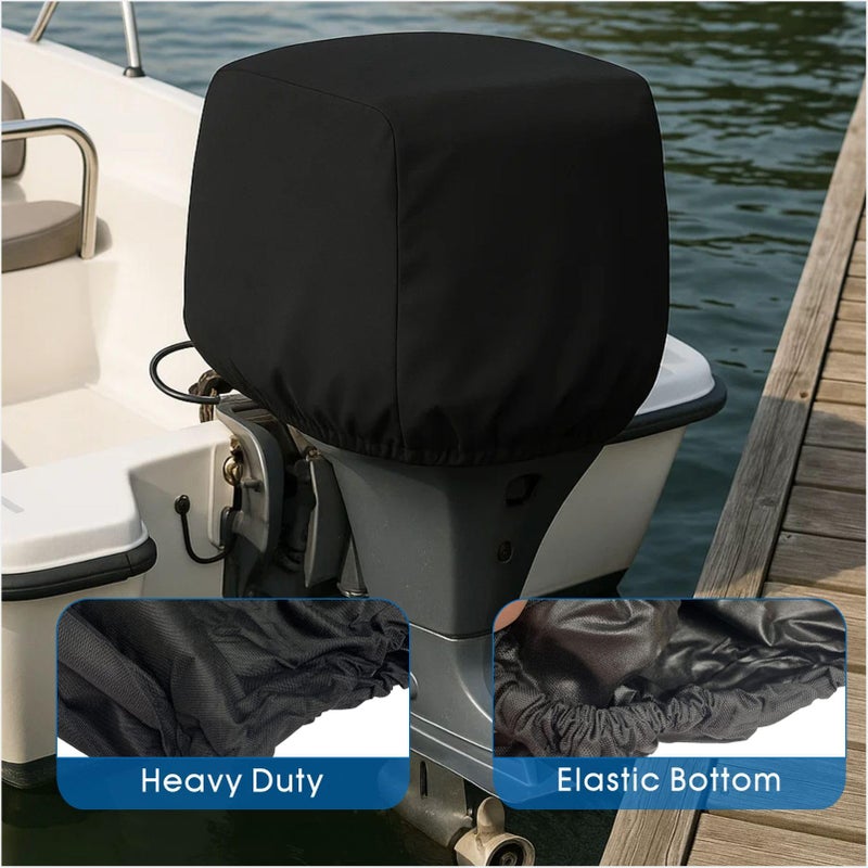 FCOUIID Outboard Motor Cover Boat Motor Cover, Outboard Engine Cover Up to 115-225 Thick (Black,4 Strokes) - Image 4